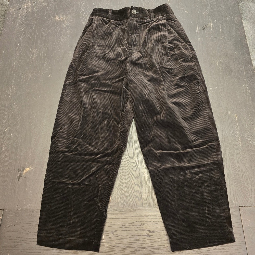 Nicholson & Nicholson Corduroy Trousers Black‎ Wide Leg Pleated Made in Japan 38